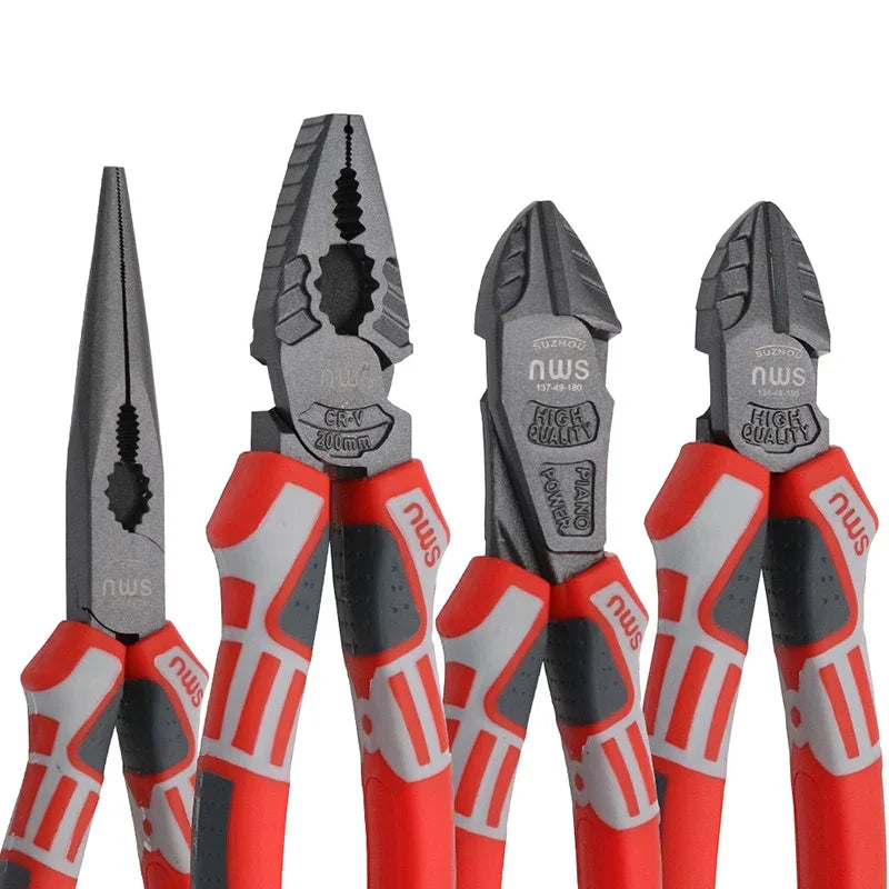 6-8 Inch Cr-V Steel Wire Pliers Wire Cutter Sharp Nose Pliers Diagonal Nose Pliers Industrial Grade Hand Tools for Electricians