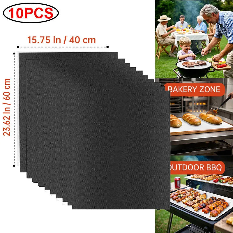 Copper Grill Mats for Outdoor Grill 60*40cm Cooking Grill Sheet Heat Resistance Kitchen BBQ Tool Reusable Easy to Clean Barbecue