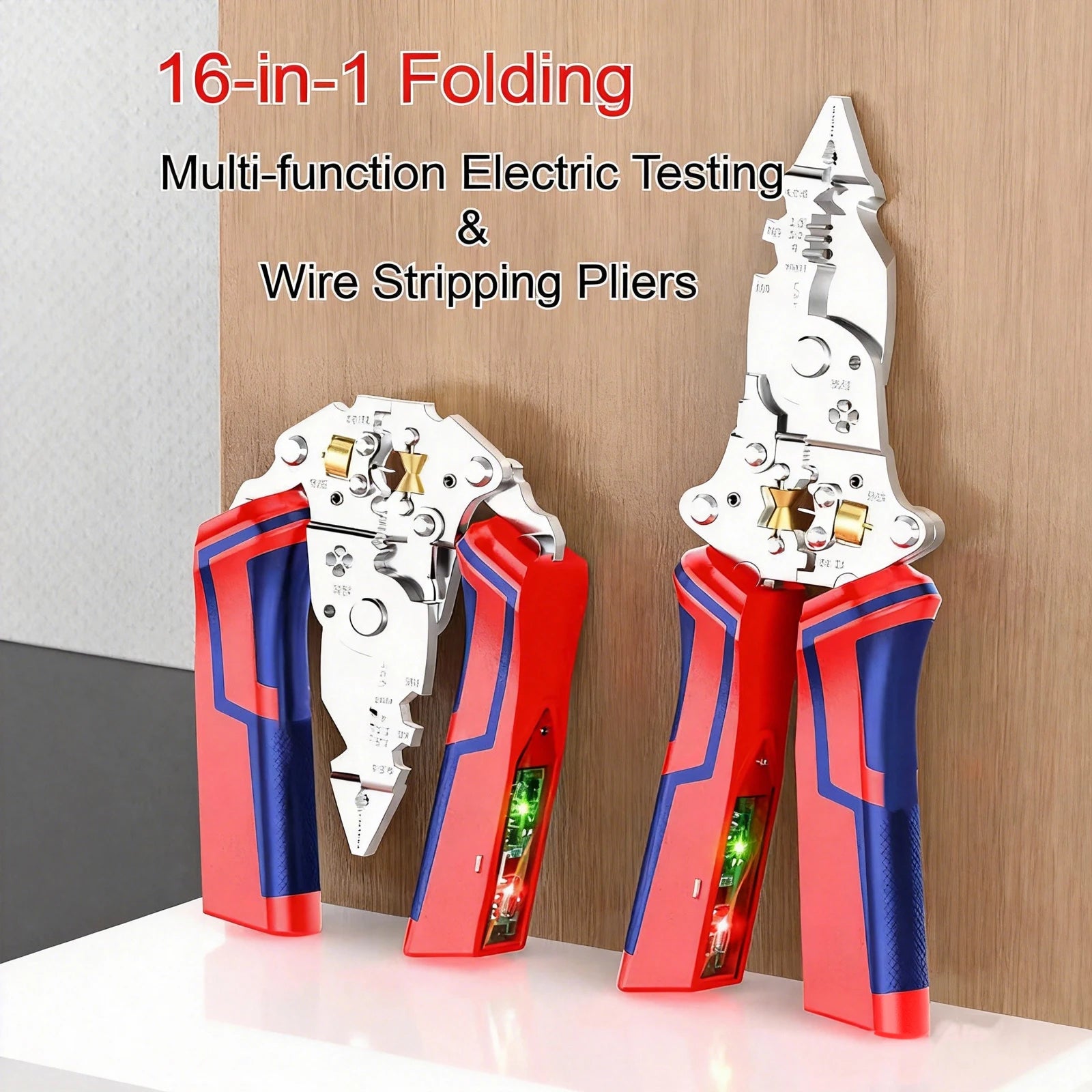 Foldable Wire Stripper with Electricity Measurement Function,Multitool, Electrician Pliers, Cable Cutting, Crimping Tool, 9 in 1