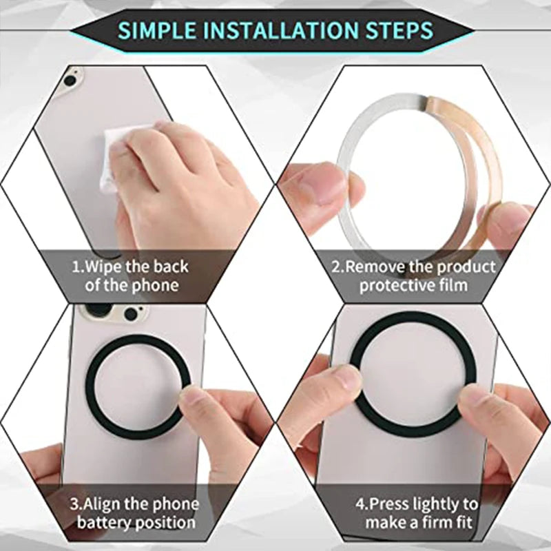Universal Magnetic Metal Plate Ring Car Magnet Phone Holder Magsafe Wireless Charger Iron Sheet Sticker Car Accessories Interior