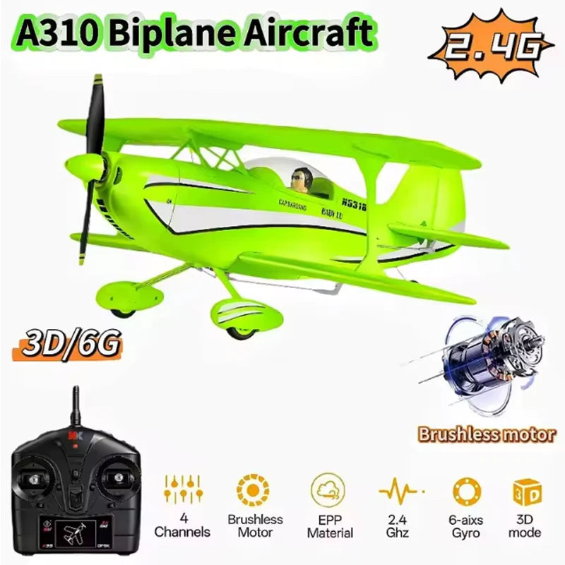 2026 WLtoys Remote-Controlled Aircraft A310 Brushless Motor 3D/6G With Gyroscope Dual Wings  4 Channel Airplane 3D RC Model Toys