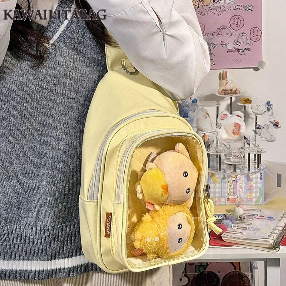Kawaii Japanese Itabag Girls Soft Nylon Backpack Crossbody Bags 10CM Doll Ita Bag Women With Display Plate Cross Body Sling Bag