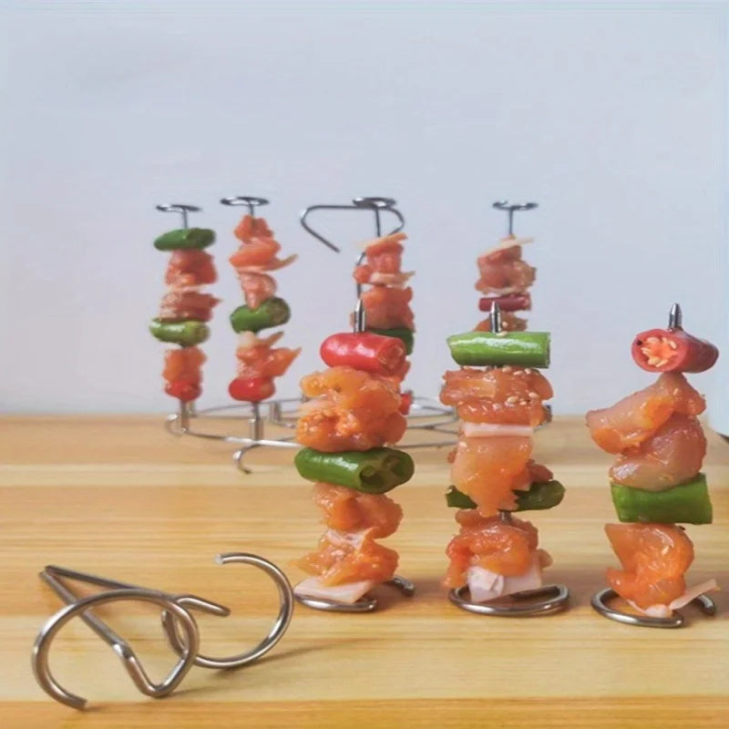 30PCS Vertical Grill Air Fryer Oven Skewer Grill Food Grade Stainless Steel Vertical Grill Rack Kitchen Outdoor BBQ Baking Tool