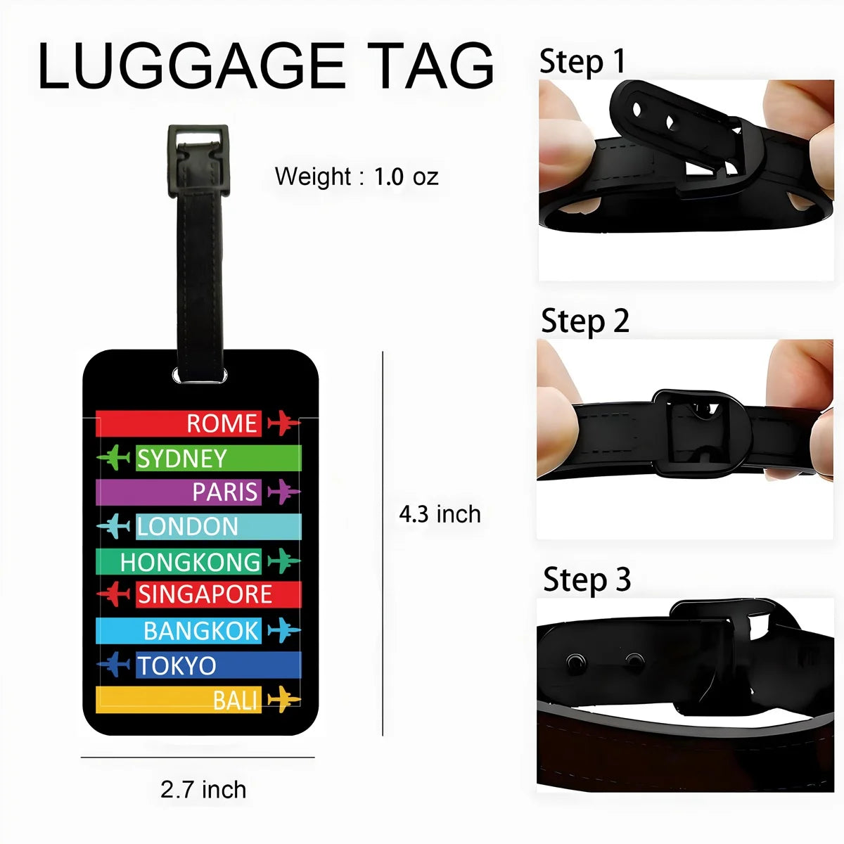 Creative 5 Colors Luggage Tag Colorful Luggage Tag Label for Travel Women Funny Backpack Suitcase Tag Name ID Identifier Durable