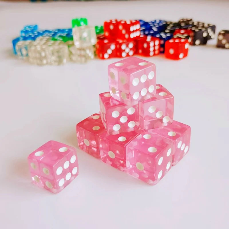 10Pcs Liquid Colored Square Dice 6 Sided D6 Dice Set 6 Faces 16mm Casino Game Dice With Square Edges Dice For Pub Board Game