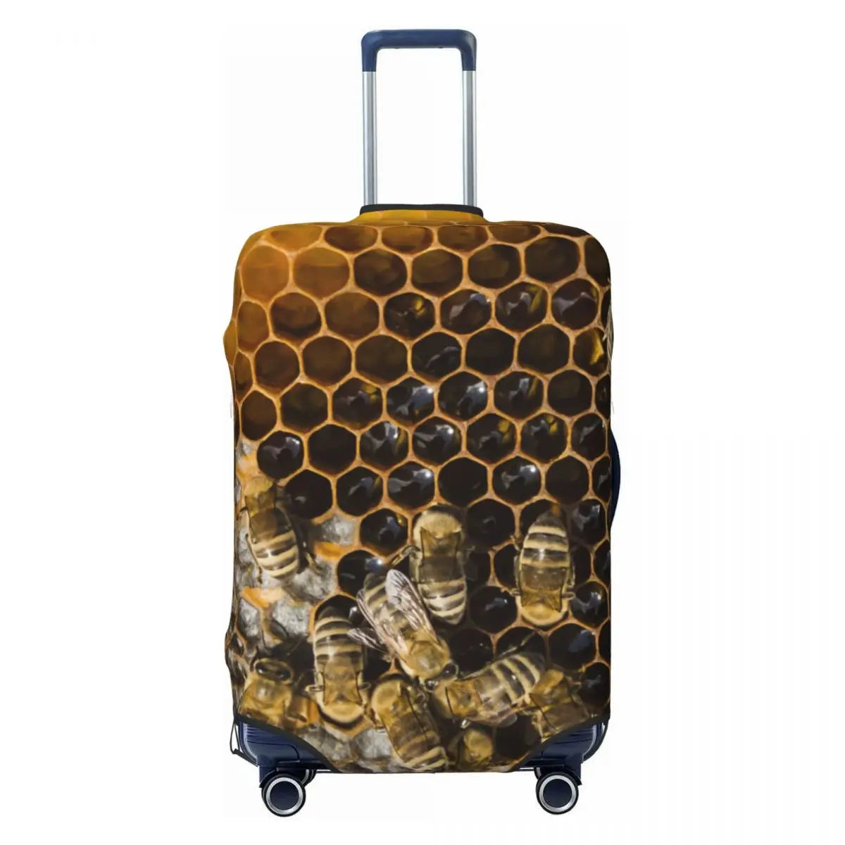 Honeycomb With Bees Suitcase Cover Elastic Cute Honey Bumblebee Luggage Protective Covers for 18-32 inch