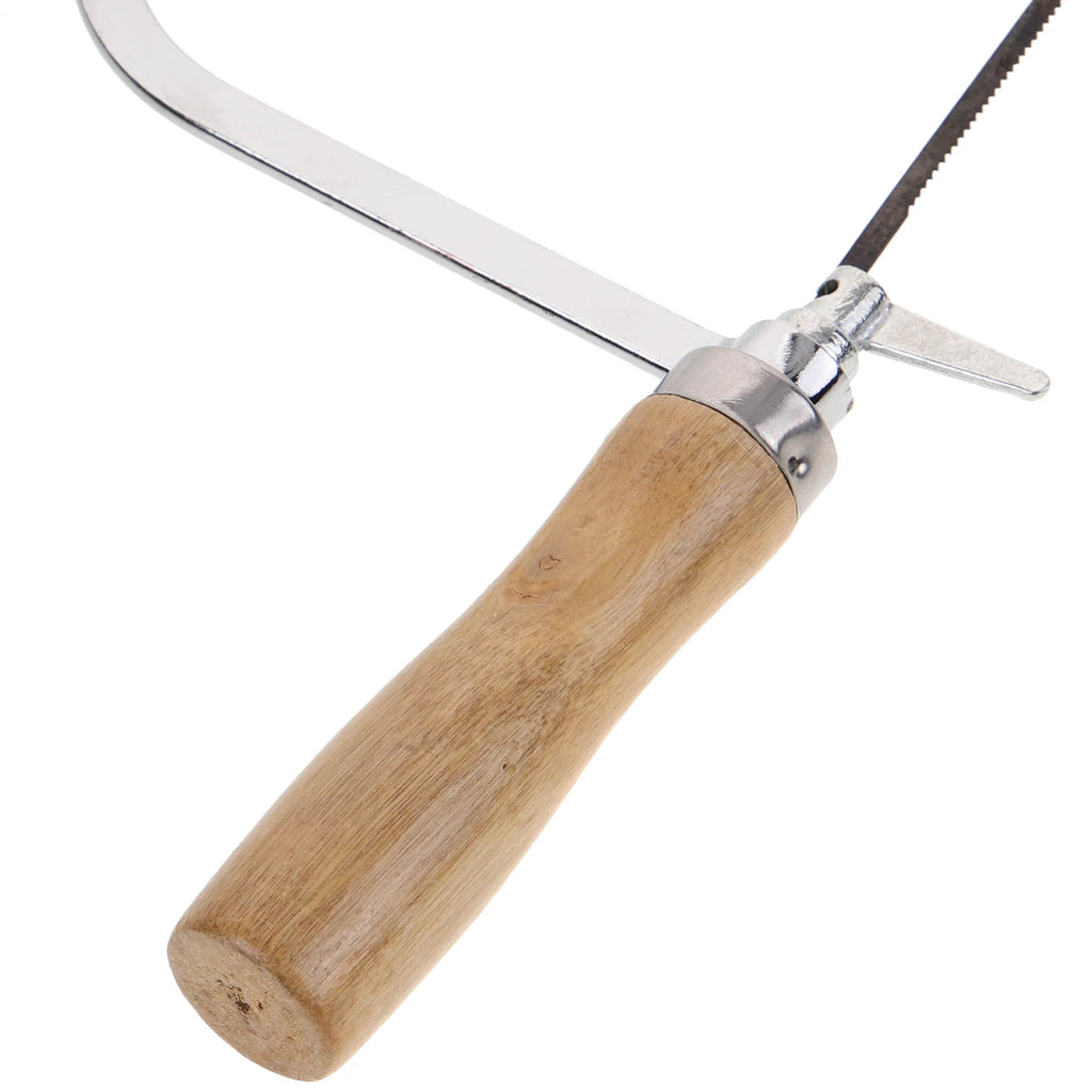 Portable Coping Saw Wooden Handle Hand Scroll Woodworking Small Bow Wood Hand Saw Woodworking Tool with Replacement Blades