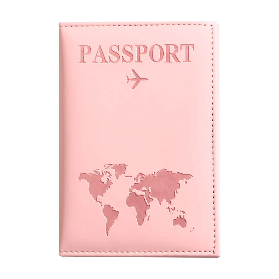 PU Leather Passport Cover for Men & Women Organizer - Protective Card Holder ID Document Covers World Map Travel Passport Case