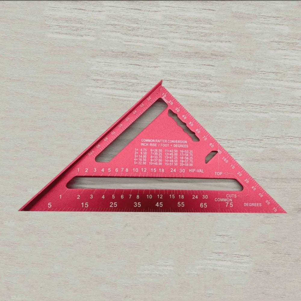 New 7Inch Triangle Ruler Measurement Tool Aluminium Alloy Carpenter Tools Inch Metric Angle Ruler Speed Square Woodworking Tools