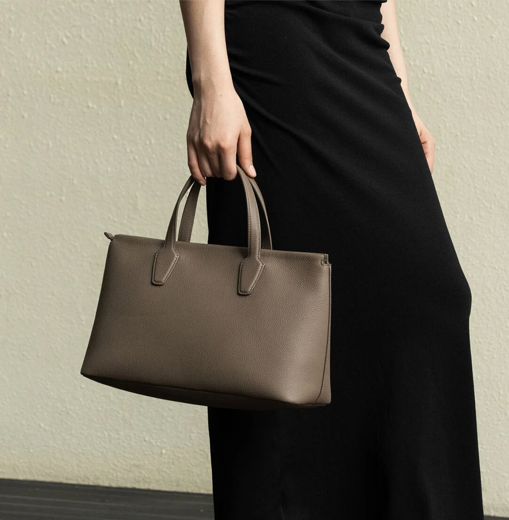 The Row Marcel Luxury Leather Briefcase, Minimalist Handbag with Premium Texture & Elegant High-End Look
