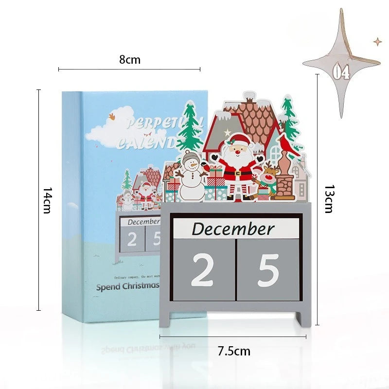 Christmas Countdown Advent Calendar, Days Until Christmas Countdown Desk Wooden Decoration Home Ornaments Office Decor - Santa