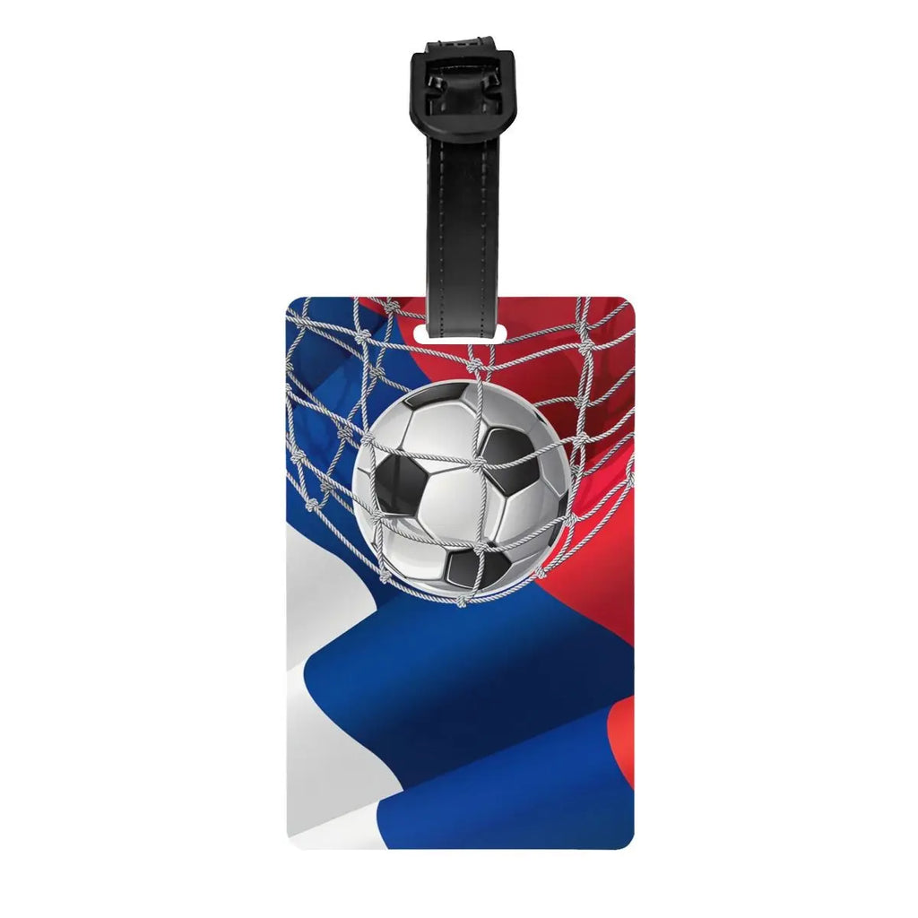 Custom Cool Soccerly Footbally Print Luggage Tag With Name Card Privacy Cover ID Label for Travel Bag Suitcase
