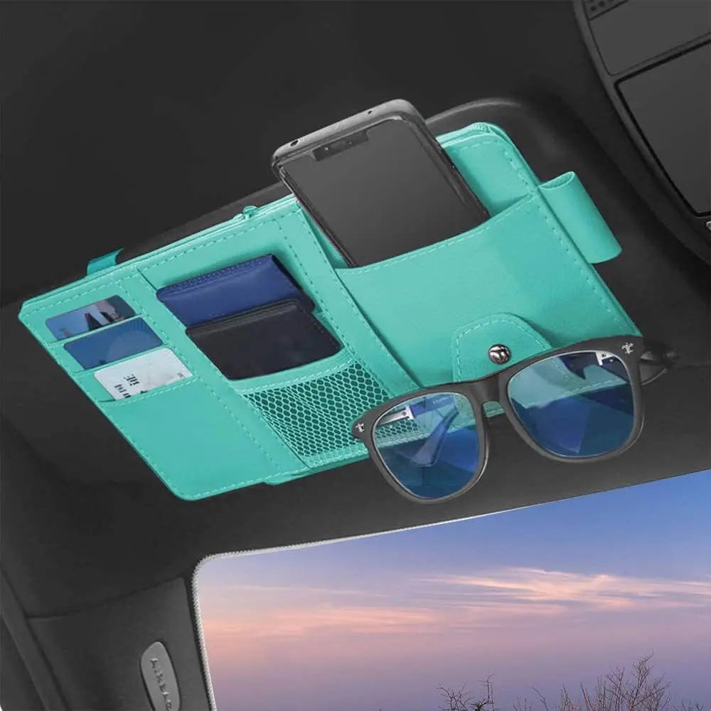 Car Visor Organizer, Auto Interior Accessories, Car Truck SUV Storage Pouch Holder, with Multi-Pocket Net Zipper
