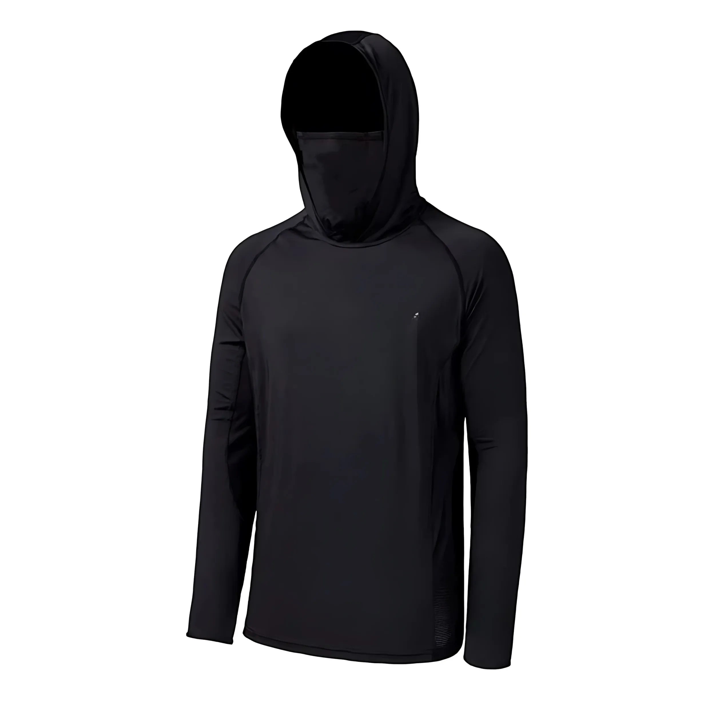 Men's long-sleeved T-shirt with sun protection hooded jacket protective mask one-piece outdoor long-sleeved cap shirt