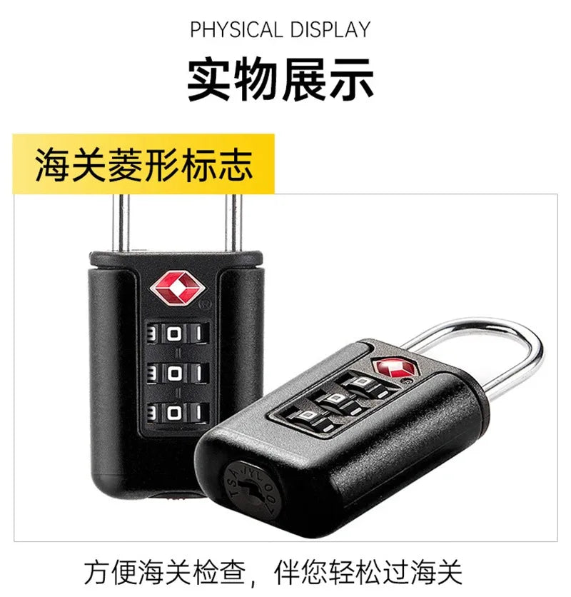 Tsa Approved Luggage Locks, Tsa Locks for Luggage, 3 Digit Combination Padlocks Travel Lock for Suitcases & Baggage (Black)