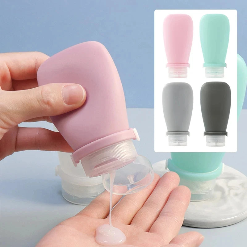 1/4pcs Portable Silicone Travel Bottle Cosmetic Storage Refillable Lotion Bottle Leakproof Shampoo Squeeze Tube Empty Bottle