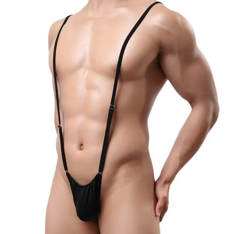 2026 New European and American Jumpsuit Thong Men's Sexy Egg Pants Men's Erotic Underwear Shoulder Strap Adjustable Underwear