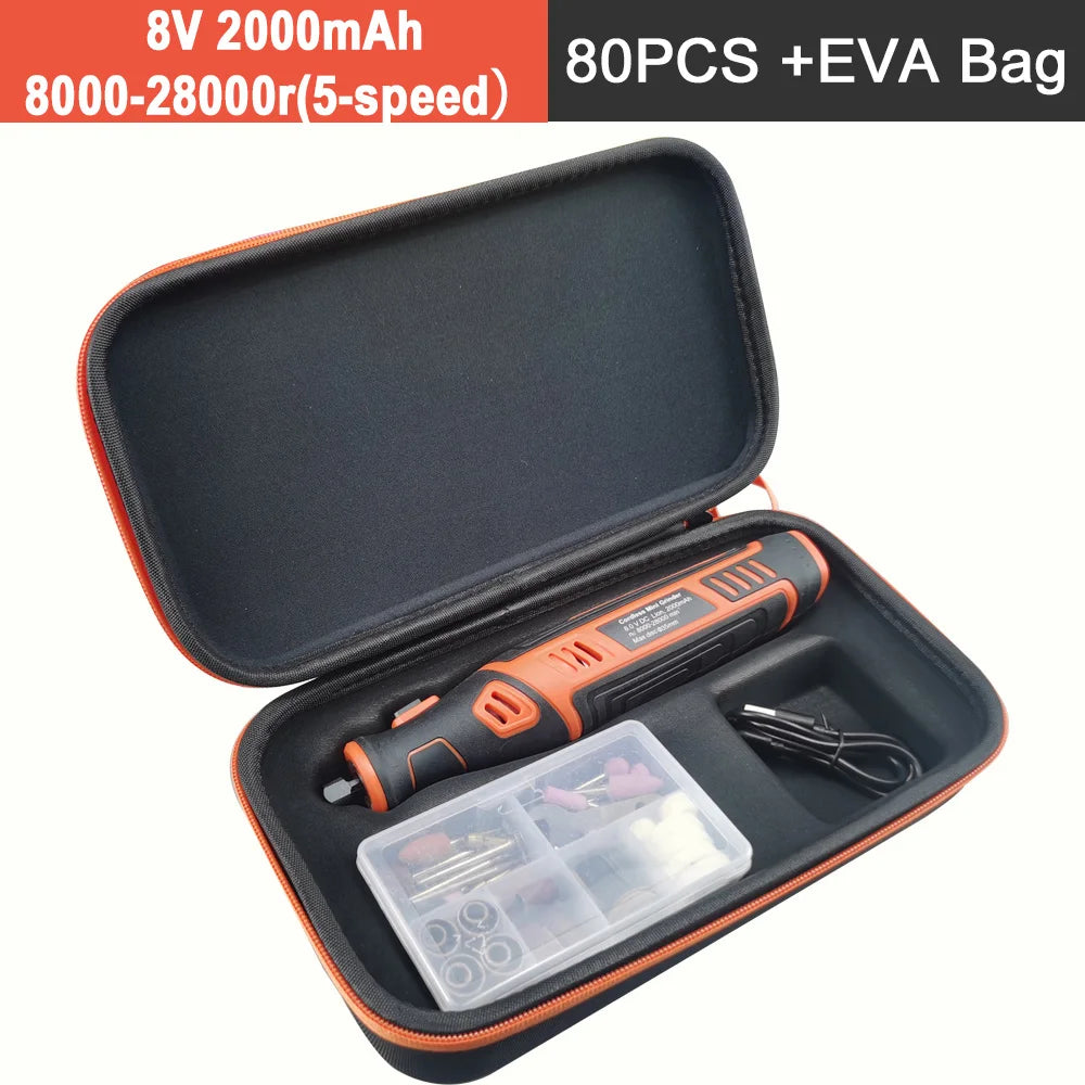 5000-20000r 4.2V Engraver Electric Drill Mini Grinder Engraving Pen Drilling Machine Cordless Rechargeable Micro Rotary Tool Kit