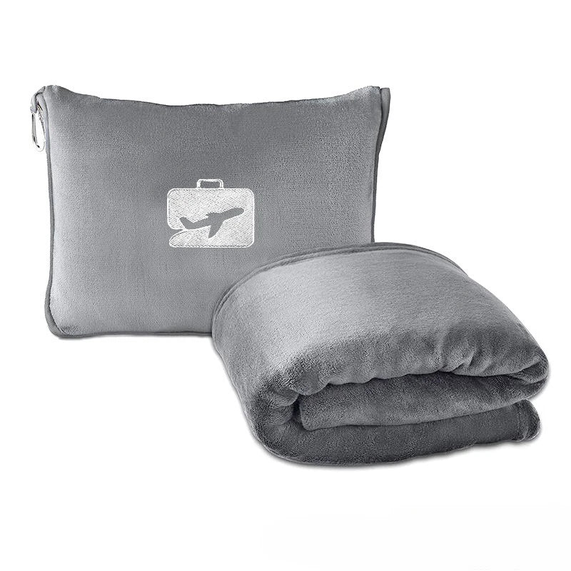 New Portable Airplane Travel Blanket Folding Storage Autumn Winter Nap Cover Blankets Solid Color Warm Picnic Flannel Blanket