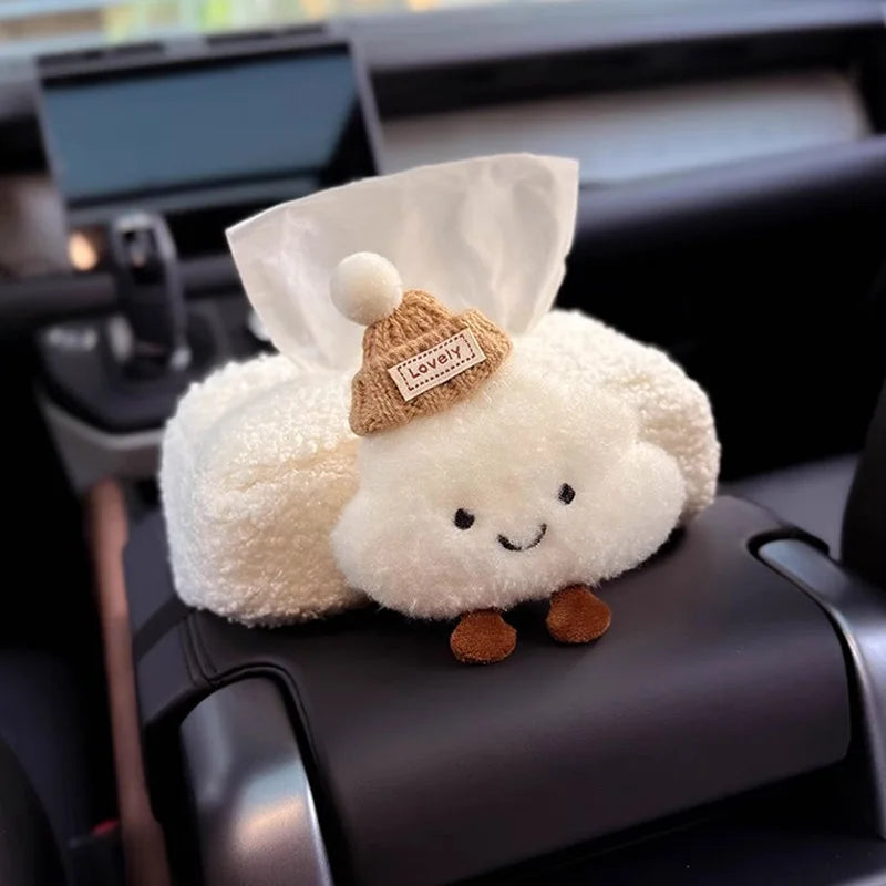 Cute Cartoon Hat Cloud Car Tissue Box For Armrest Paper Holder Auto Hanging Napkin Bag for Back Seat Headrest Organizer Storage