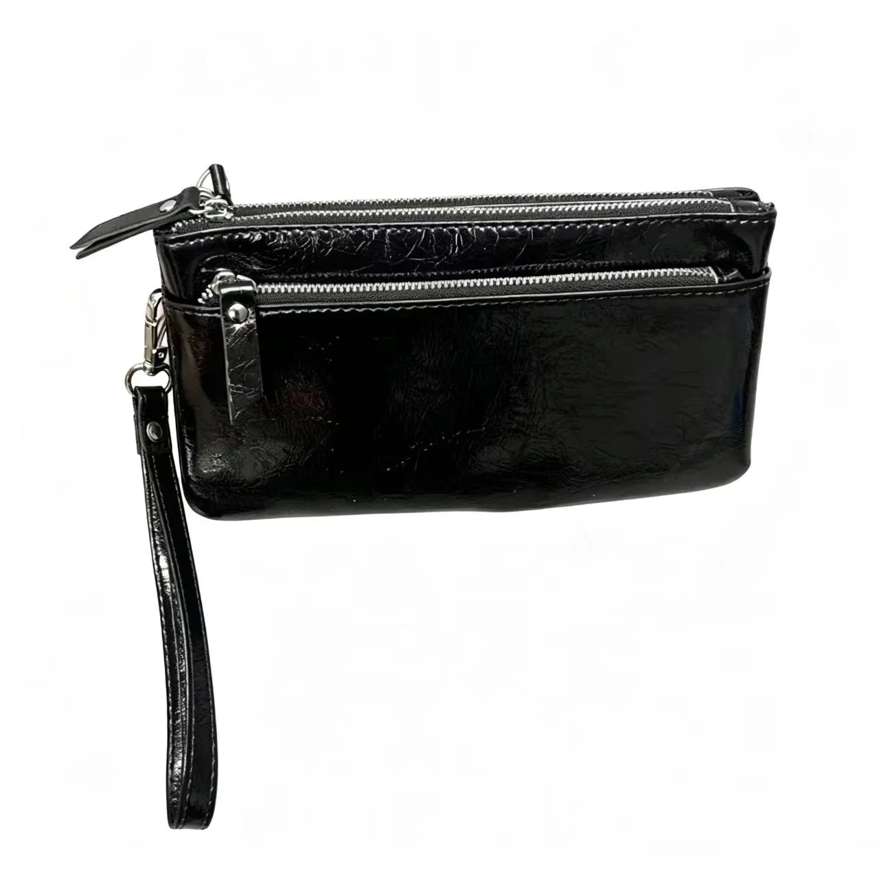 Women Genuine Leather Clutch Purse 3 Zipper Pockets Wrist Strap Wallet 2026 New Cow Leather Phone Pouch