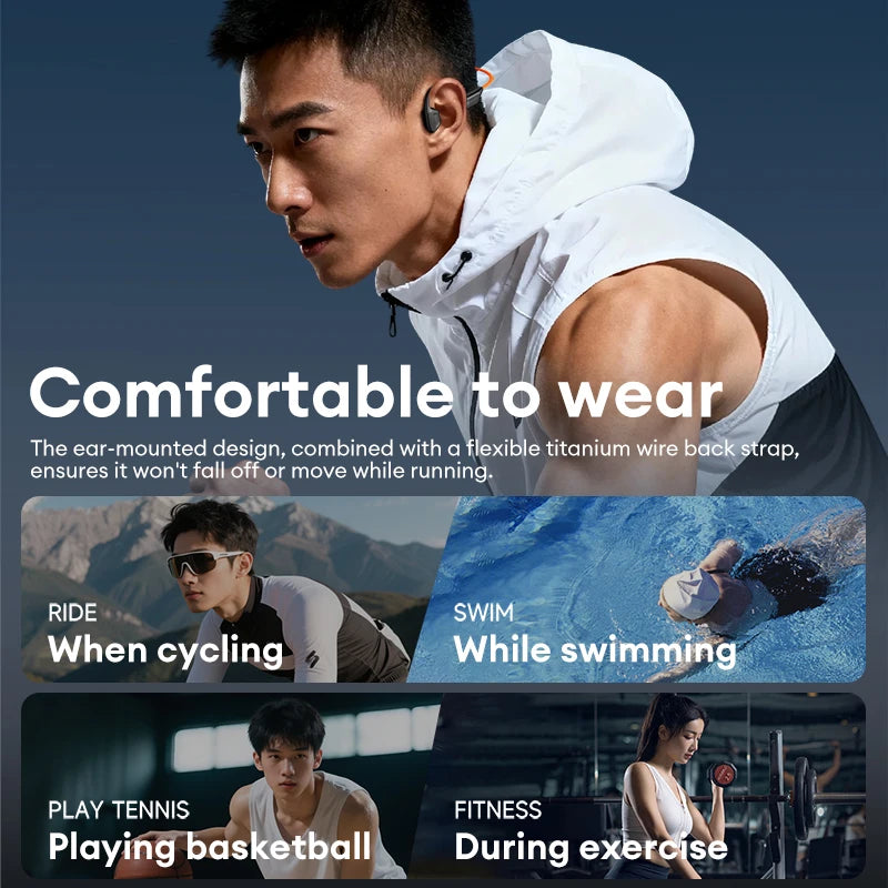 Lenovo S106 IPX8 Waterproof Bone Conduction Earphone Bluetooth 6.0 Headphone MP3 Built-in 32GB Memory Wireless Sport Headset Mic