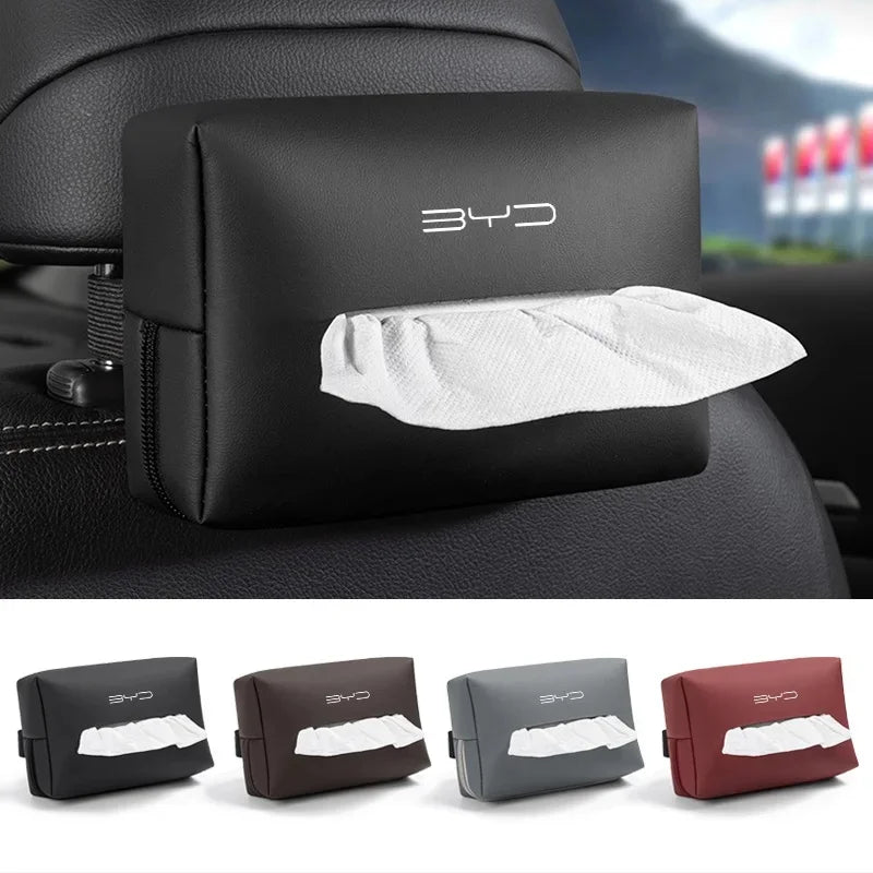 Car PU Leather Tissue Box Gift Set for BYD Seal Dolphin Yuan Plus Seal U Frigate 07 Tang EV Han EV Song Pro Auto Accessories