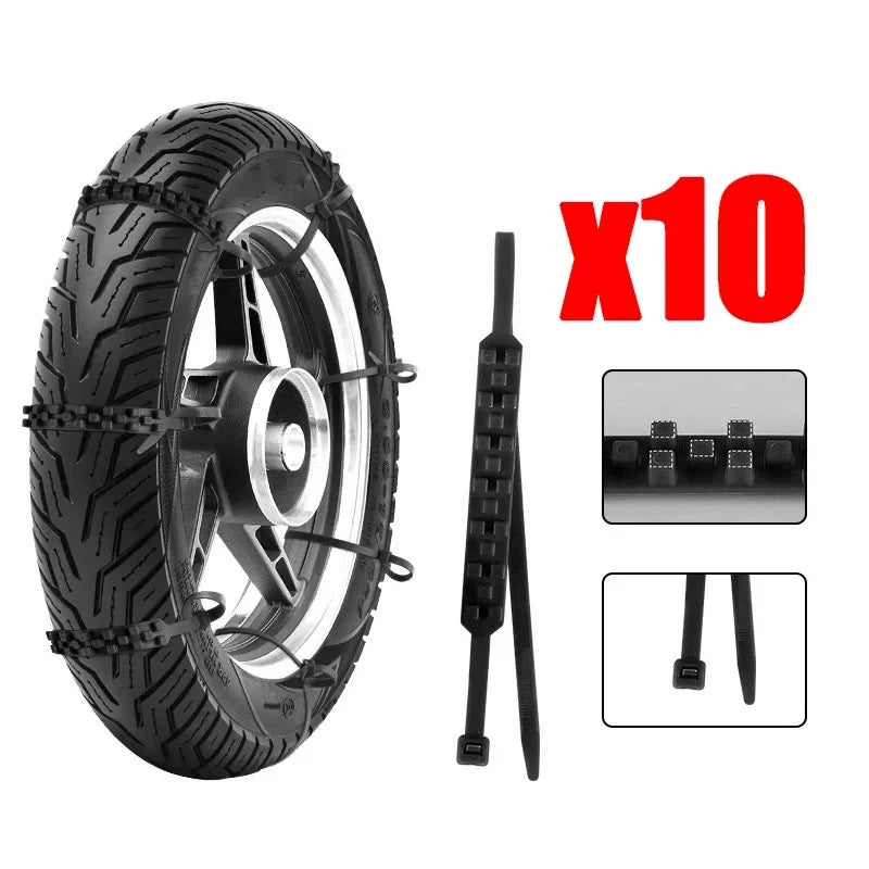 Universal Anti-skid Chain for Motorcycle Bicycle Tire Wheel Tie Outdoor Emergency Tire Snow Chain Accessories Winter 10Pcs
