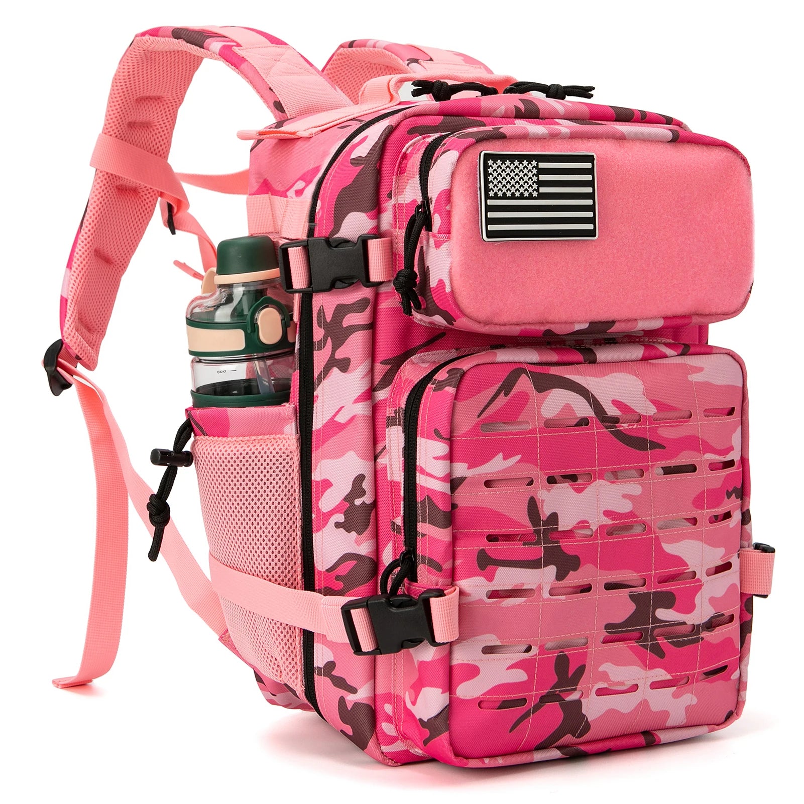 25L Tactical Backpacks for Men Survival Laser Cut Molle Daypack Small Bug Out Bag Gym Hking Rucksack with Dual Cup Holders
