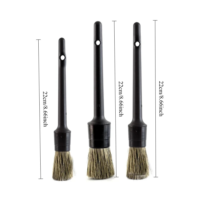 3PCS Soft Bristle Car Detailing Brush Set Auto Tire Wheel Wash Cleaning Kit Exterior Accessories for Vehicle Maintenance