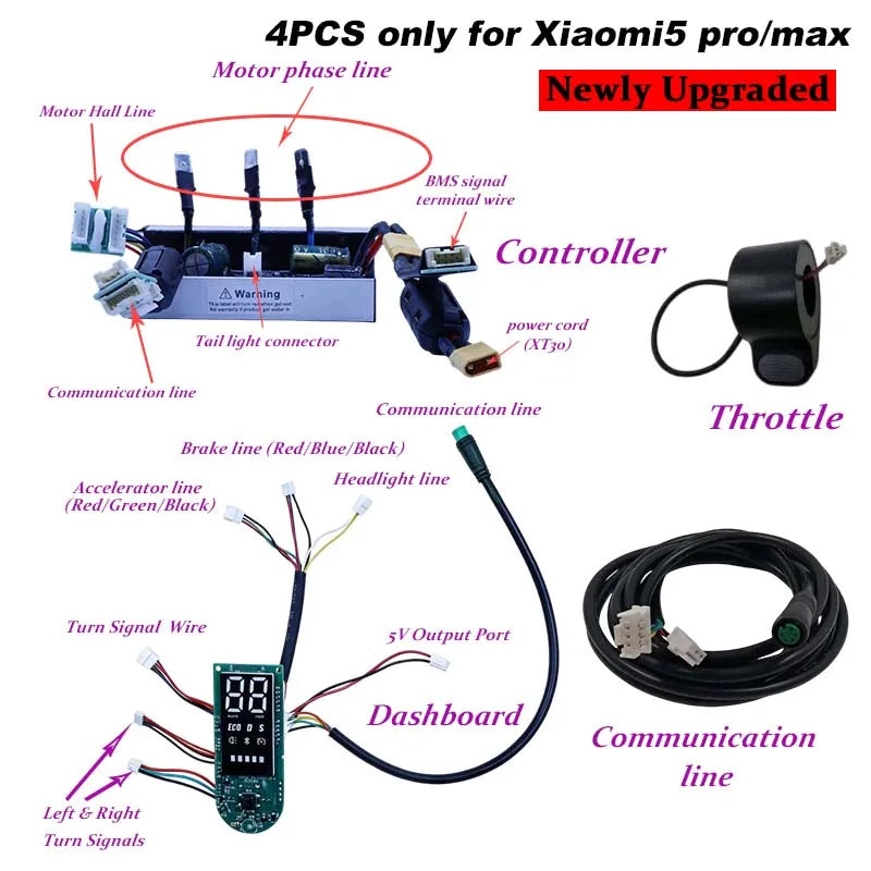 1200W 24-63V For Xiaomi 5Pro/Max Scooter No-load  Unlock Max Speed 55KM/H Gsic Scooter Tuning Controller Kit