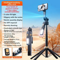 CL12P 180CM Selfie Stick Auto AI Face Tracking Quad Stand 360 Rotation Gimbal Tripod Stabilizer with LED Fill Light
