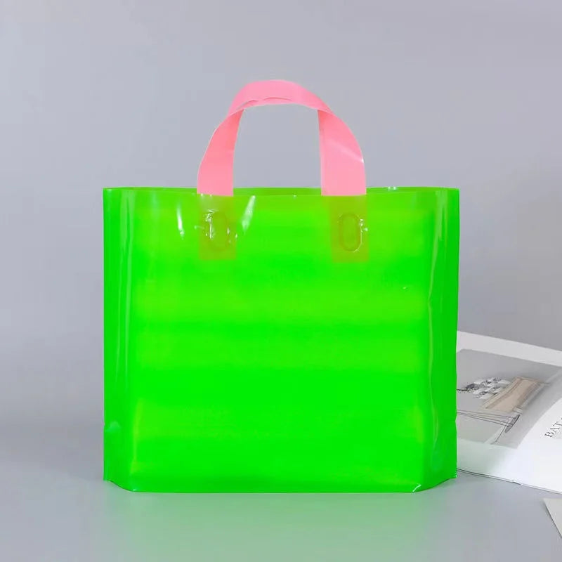 100pcs Custom Logo Colorful Shopping Bags With Handle Plastic Gift Bag Print One Color Logo On Double-sided Free Design Print