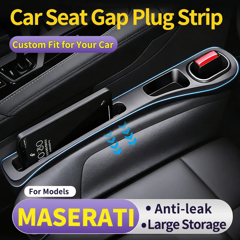Auto Seat Leak Proof Strip for MASERATI Plug-and-Play Car Seat Gap Seal Strip, No Leg Ace Occupied, Expand Interior Side Storage