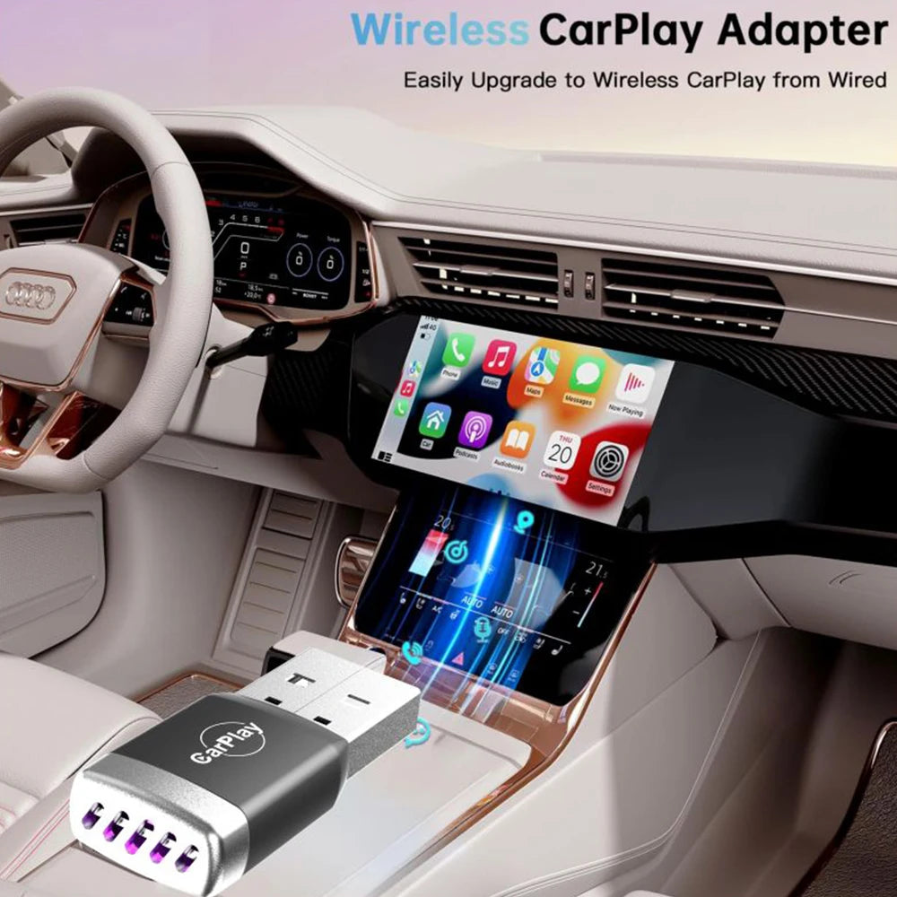 Mini Upgraded Wireless CarPlay Adapter for iPhone, Play Auto Connect, 5.8GHz WiFi Low Latency Play, Compatible with Various Car