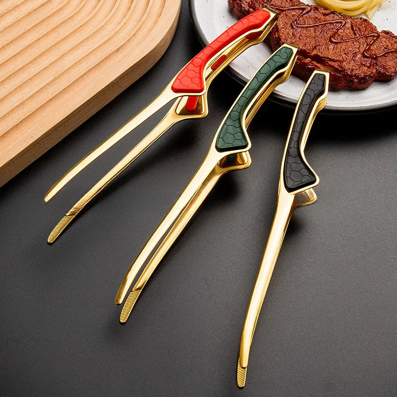 1pc Stainless Steel Kitchen Tongs, Serving Tongs for Cooking, Metal Food Tongs with Non-Slip Comfort Grip, Non-Stick Cooking Ton