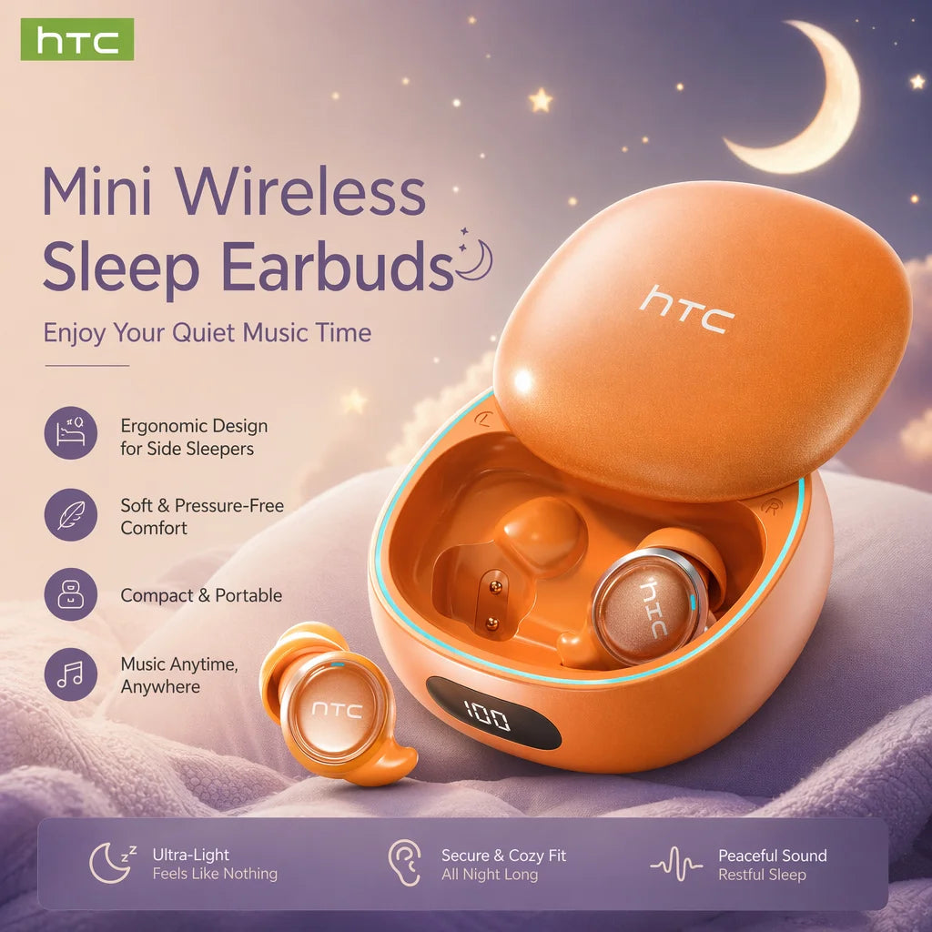 HTC NE96 Wireless Headphones Low Latency Bluetooth Earphones 3g Ultra-Lightweight Soft Sleep Friendly TWS Sports In-Ear Earbuds