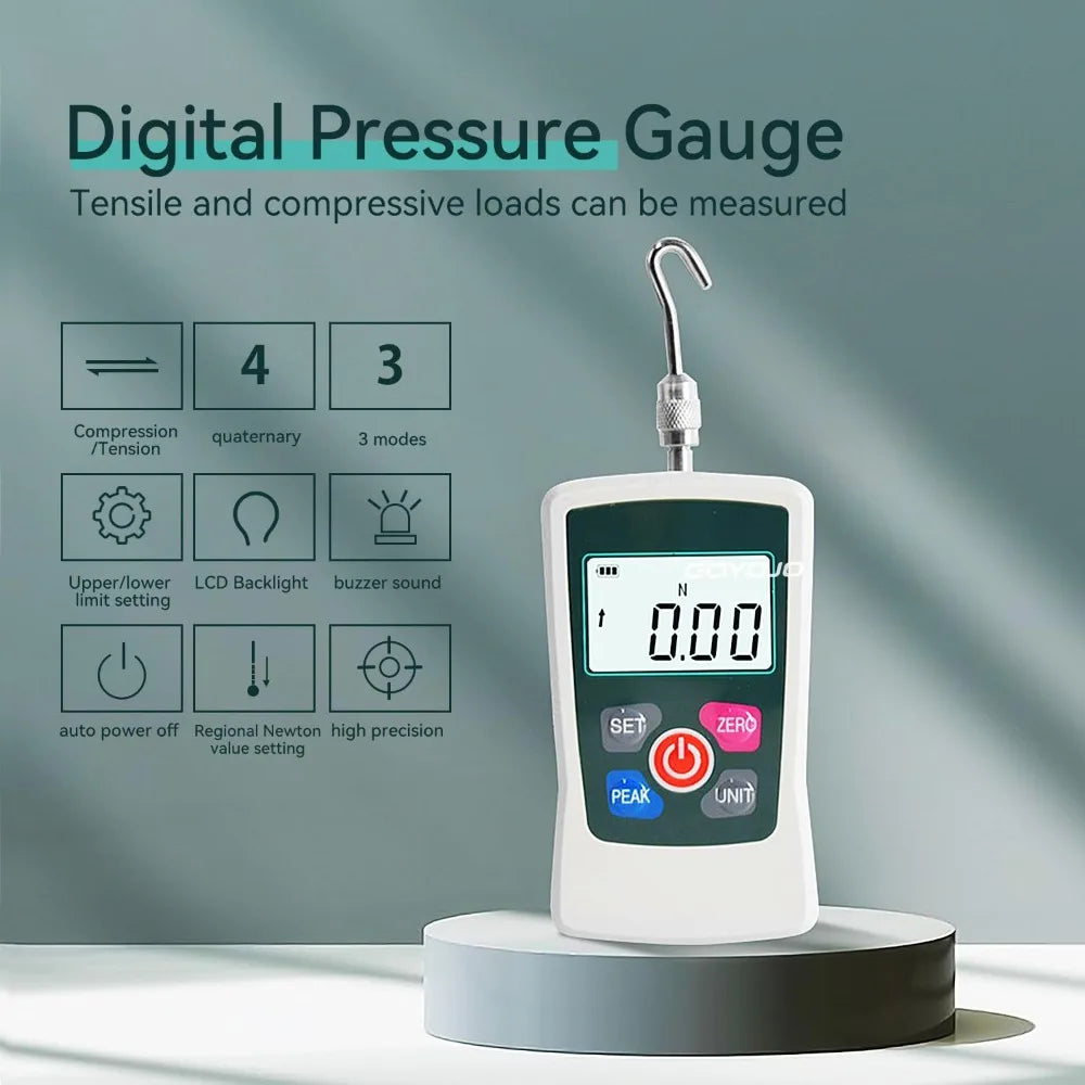 500N Digital Force Gauge High-Precision Push-Pull Meter for Tension & Compression Testing (N, Kg, Lb, Oz) for Material Testing