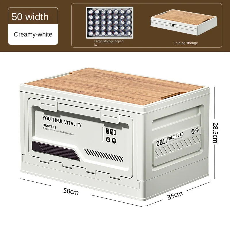 Outdoor Storage Box Camping Folding Box Camping Organizer Car Trunk Wooden Lid Industrial Air Storage Box Home Storage