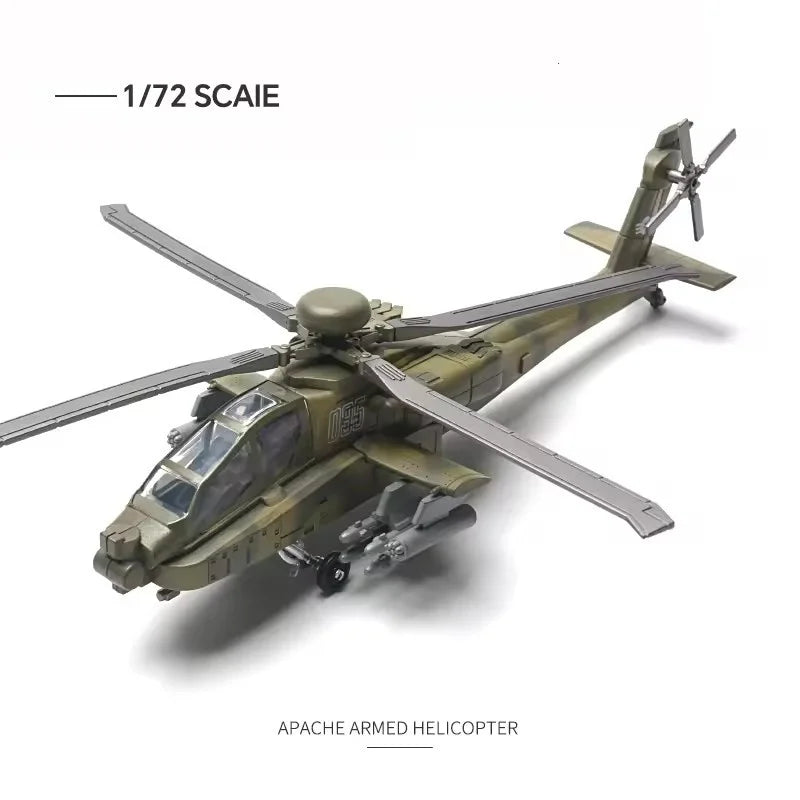 AH-64 Blocks Planes Toy US Apache Armed Helicopter AH64 ABS Aircraft Model 1:72 Scale Miniature Airplane Collection Boy Gift