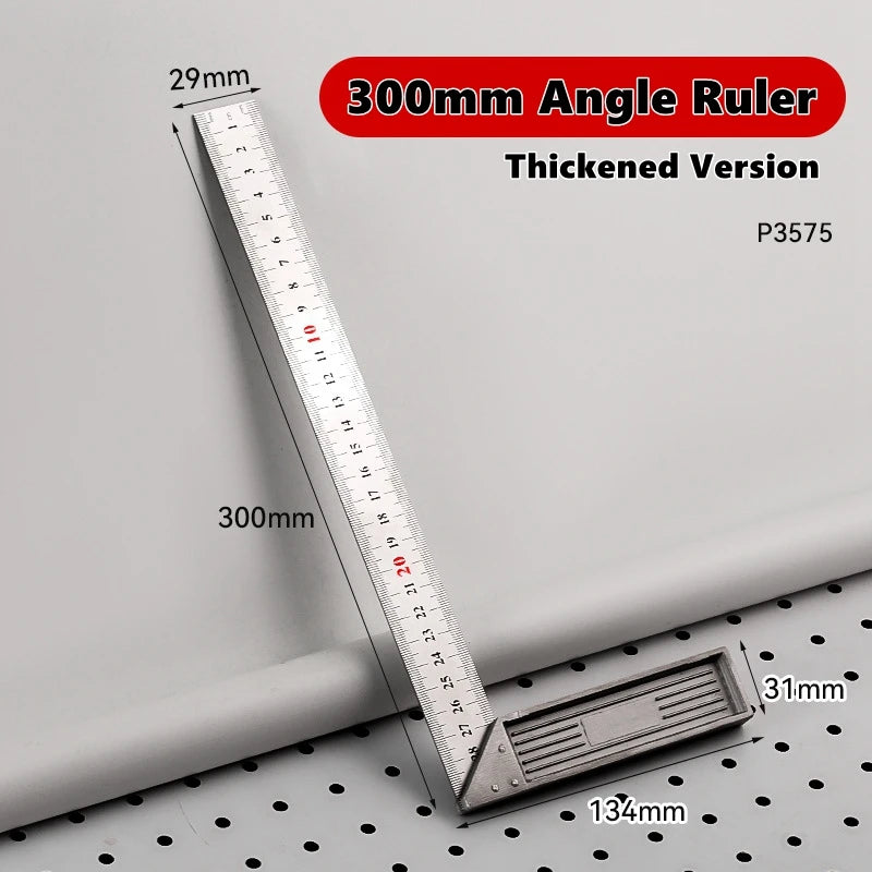 300/500mm Aluminum Alloy Square Ruler Right Angle 90° Turning Ruler Woodworking Ruler Steel Turning Ruler Measuring Tools Gauge