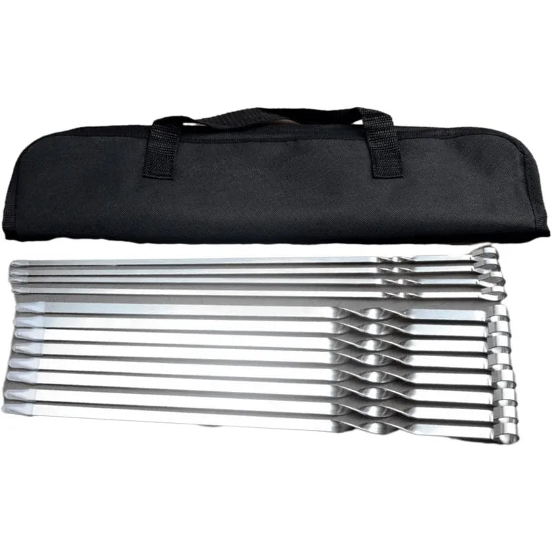 Stainless Set of 12  Steel Grilling Skewers Barbecue Skewers Meat Skewers Suitable for Grills Outdoor Cooking and Picnics Tool