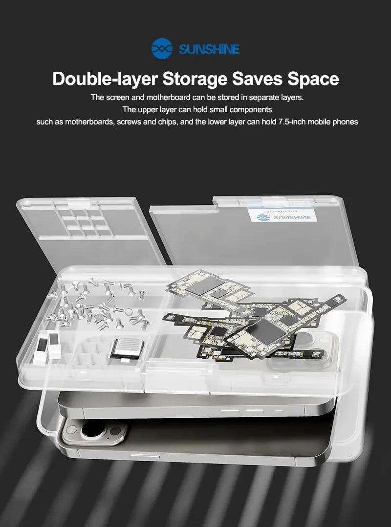 SUNSHINE SS-001A Pro Double-laver Storage Box Thickened High Hardness Small Size Large Capacity Motherboard Screw Storage Tool