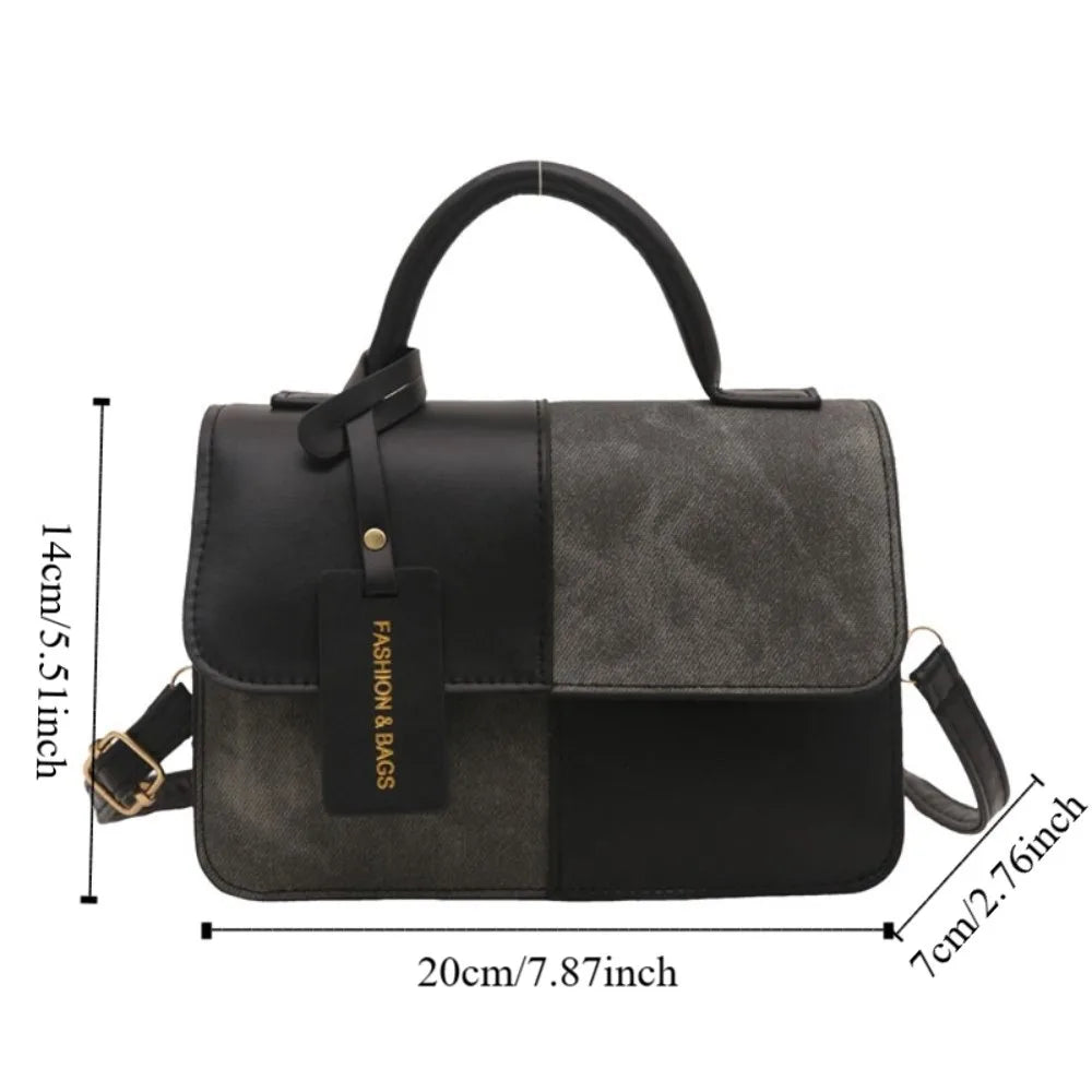 Messenger Bag Color Blocking Women Shoulder Bag Portable Korean Style Mini Travel Bag PU Handbag Ladies Crossbody Bag Travel