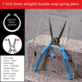 Snap Ring Pliers, 7-Inch Heavy Duty Internal/External Circlip Pliers with Straight & Bent Jaw Tips, Spring-Loaded