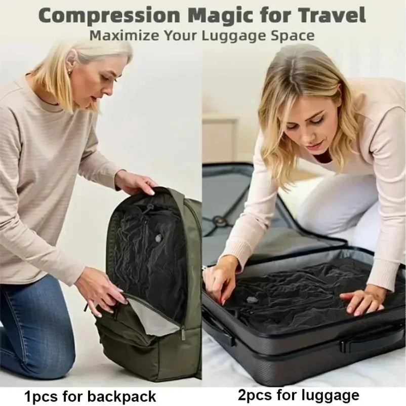 28L Reusable Vacuum Compression Storage Bag with Air Pump Travel Clothes Luggage Organizer Bag
