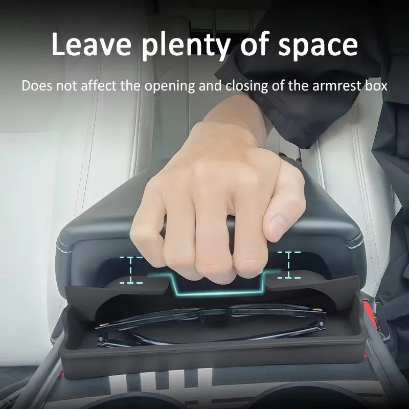 For Tesla 2023 Model 3 Model Y Central Control Armrest Glasses Pocket Accessories 2023 Glasses Case Silicon Storage Casket