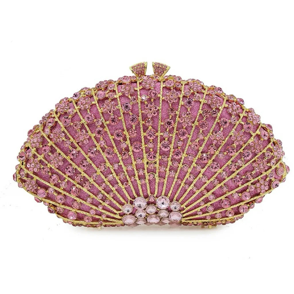 Fan Women Full Crystals Handbags for Dinner Party Luxury Diamond Evening Bag Wedding Bridal Purses Gala Banquet Gems Purse