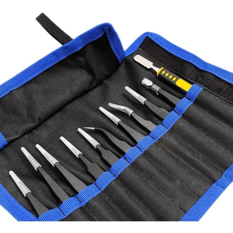 Hand tools Industrial Tweezers Anti-static ESD Stainless Steel Precision Curved Straight Tweezers Repair Maintenance Tools