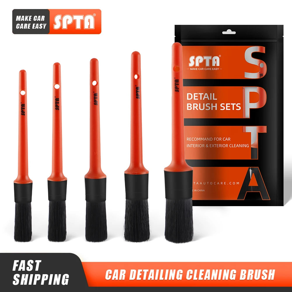 SPTA 5pcs/set Sharpening Wire Car Detailing Brush Car Cleaning Detailing Set Dashboard Air Outlet Cleaning Brush